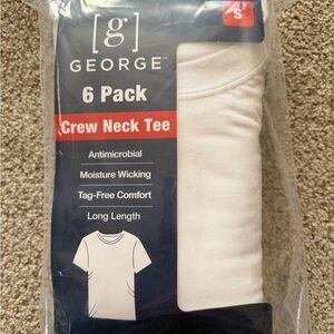 George Men’s Classic White Crew Neck Tee 6 Pack NEW